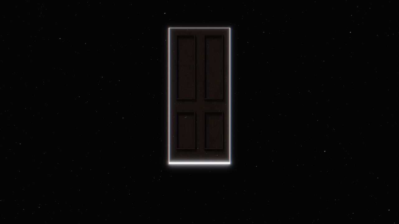 Wallpaper door, space, portal, dark, glow