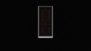 Preview wallpaper door, space, portal, dark, glow