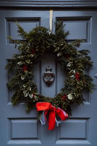 Preview wallpaper door, wreath, decoration, christmas, new year