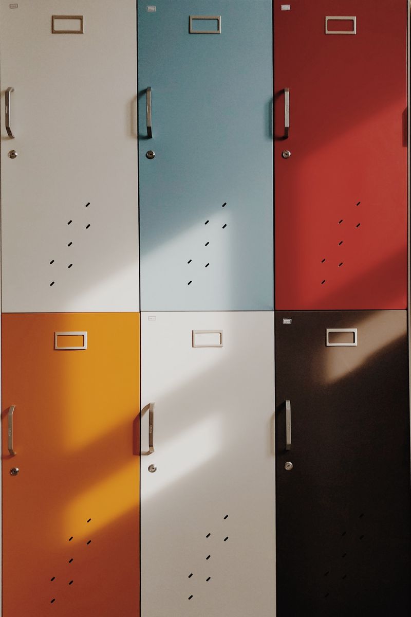 800x1200 Wallpaper doors, lockers, retro, multicolored
