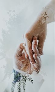 Preview wallpaper double exposition, hands, wedding, tenderness, touch