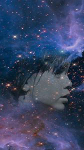 Preview wallpaper double exposure, face, space, stars