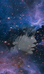 Preview wallpaper double exposure, face, space, stars