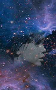 Preview wallpaper double exposure, face, space, stars