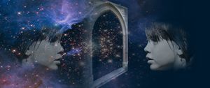 Preview wallpaper double exposure, face, space, stars