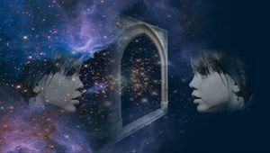 Preview wallpaper double exposure, face, space, stars