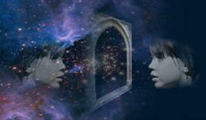 Preview wallpaper double exposure, face, space, stars