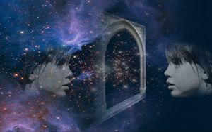 Preview wallpaper double exposure, face, space, stars
