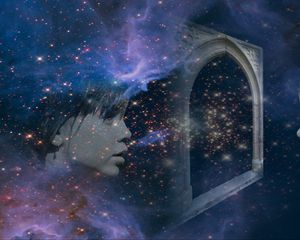 Preview wallpaper double exposure, face, space, stars