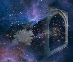 Preview wallpaper double exposure, face, space, stars
