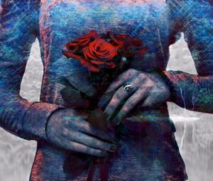 Preview wallpaper double exposure, girl, photoshop, rose, hands