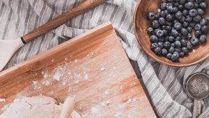 Preview wallpaper dough, berries, flour, recipe, cuisine