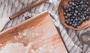 Preview wallpaper dough, berries, flour, recipe, cuisine