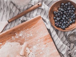 Preview wallpaper dough, berries, flour, recipe, cuisine