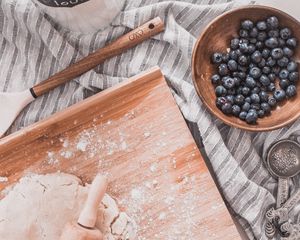 Preview wallpaper dough, berries, flour, recipe, cuisine