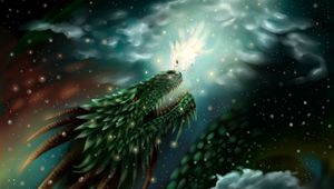 Preview wallpaper dragon, art, fiction, creature, glow, sparkles