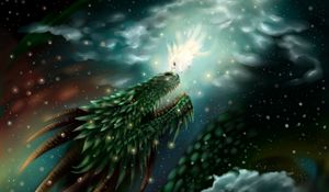 Preview wallpaper dragon, art, fiction, creature, glow, sparkles