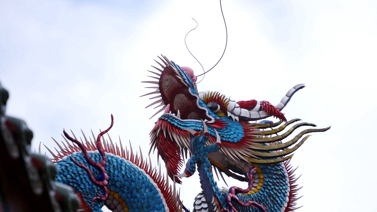 Wallpaper dragon, china, handmade, beautiful sky