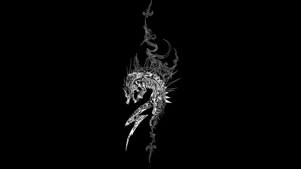 Wallpaper dragon, dark background, patterns