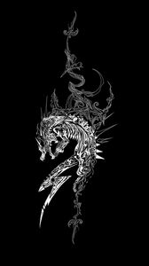 Preview wallpaper dragon, dark background, patterns
