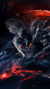 Preview wallpaper dragon, dinosaur, fiery, creature, art