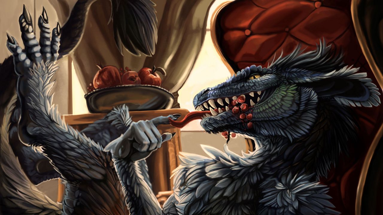 Wallpaper dragon, feathers, being, meal