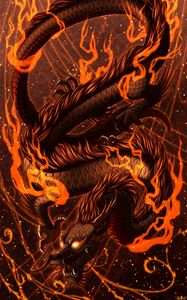 Preview wallpaper dragon, fire, art, flame, snake, fantastic