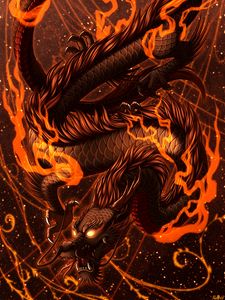 Preview wallpaper dragon, fire, art, flame, snake, fantastic