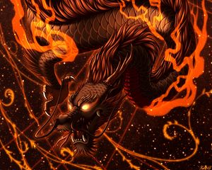 Preview wallpaper dragon, fire, art, flame, snake, fantastic