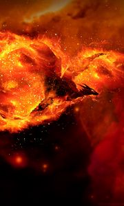 Preview wallpaper dragon, fire, art, flame, sparks, bright