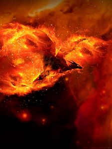 Preview wallpaper dragon, fire, art, flame, sparks, bright