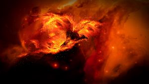 Preview wallpaper dragon, fire, art, flame, sparks, bright