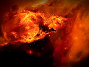 Preview wallpaper dragon, fire, art, flame, sparks, bright