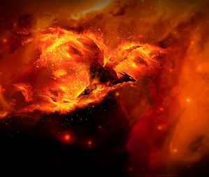 Preview wallpaper dragon, fire, art, flame, sparks, bright