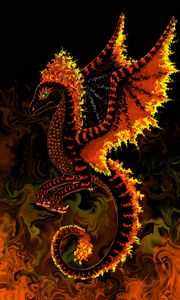 Preview wallpaper dragon, fire, art, creature, fantasy