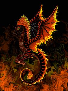 Preview wallpaper dragon, fire, art, creature, fantasy