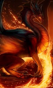 Preview wallpaper dragon, fire, fantasy, creature, art