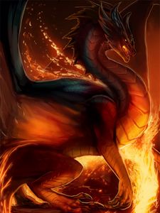 Preview wallpaper dragon, fire, fantasy, creature, art