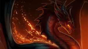 Preview wallpaper dragon, fire, fantasy, creature, art