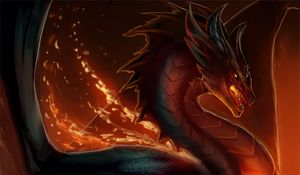 Preview wallpaper dragon, fire, fantasy, creature, art