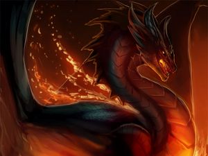 Preview wallpaper dragon, fire, fantasy, creature, art