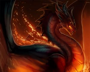 Preview wallpaper dragon, fire, fantasy, creature, art