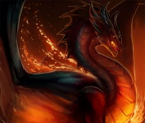 Preview wallpaper dragon, fire, fantasy, creature, art