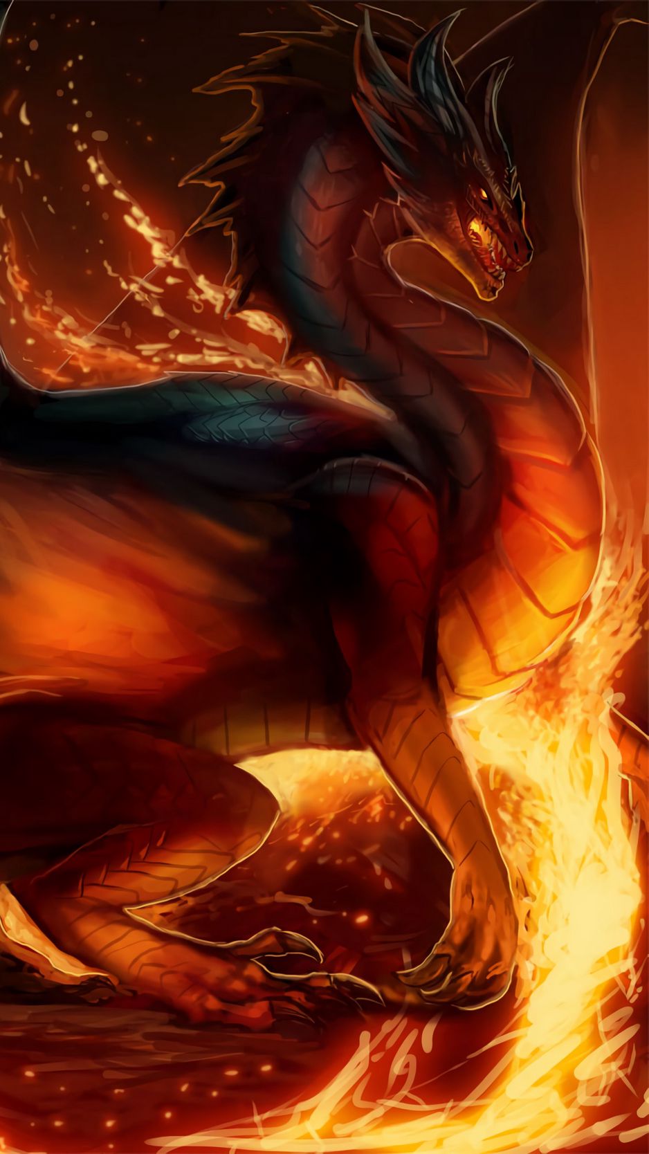 Flaming Dragon Wallpapers  Top Free Flaming Dragon Backgrounds   WallpaperAccess