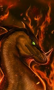 Preview wallpaper dragon, fire, flame, fantastic, art