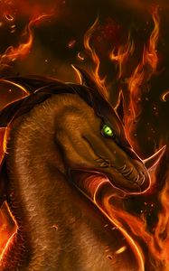 Preview wallpaper dragon, fire, flame, fantastic, art