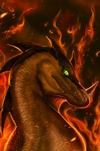 Preview wallpaper dragon, fire, flame, fantastic, art