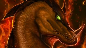 Preview wallpaper dragon, fire, flame, fantastic, art