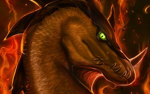 Preview wallpaper dragon, fire, flame, fantastic, art