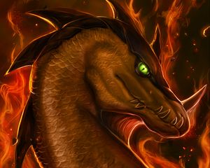 Preview wallpaper dragon, fire, flame, fantastic, art